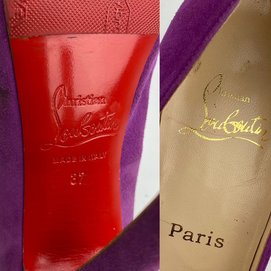 CHRISTIAN LOUBOUTIN Suede Purple Pumps Heels SZ 37 / Us 7