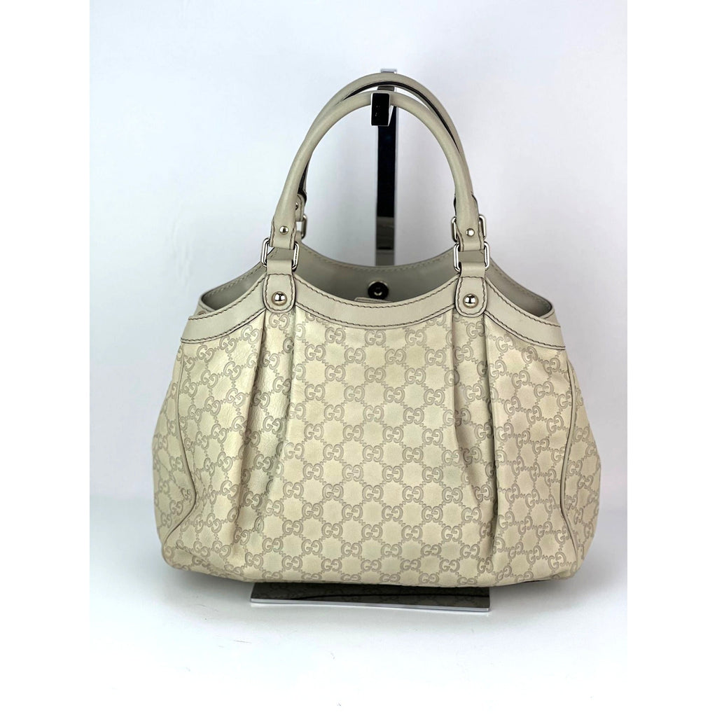 Gucci Sukey Medium Guccissima Leather Mystic White Tote