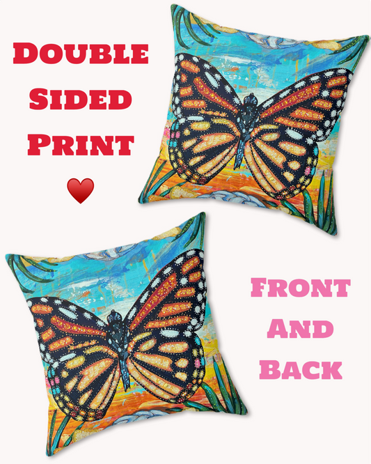 Tropical Monarch Decorative Faux Suede Throw Pillow