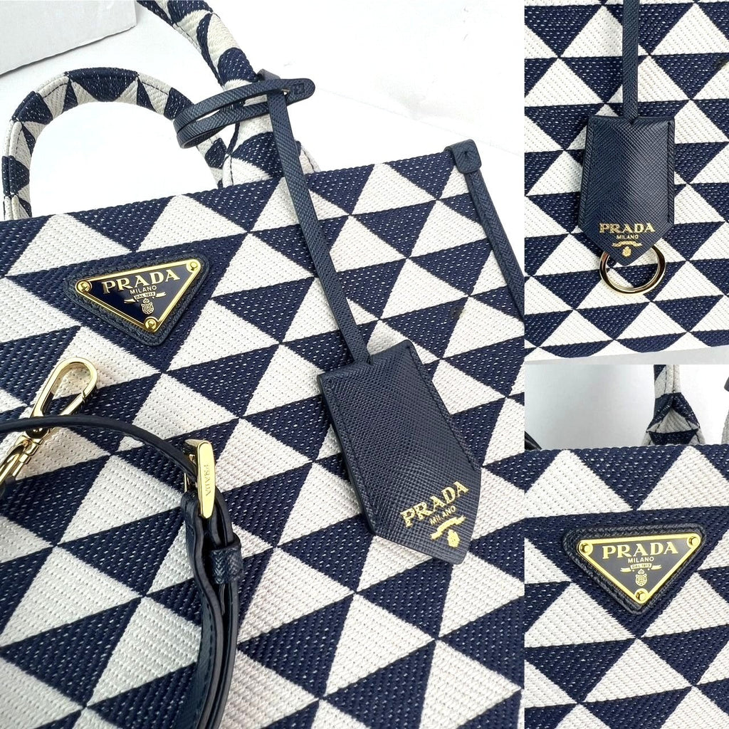 Prada Small Symbole Embroidered Fabric Handbag
