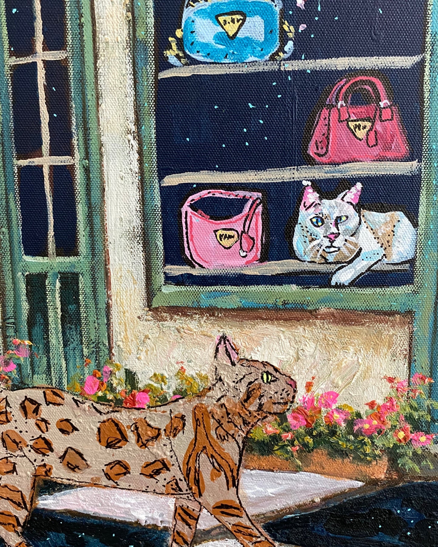 Crazy Cat Lady Club ( Original Painting - Painted Thrifted Painting )