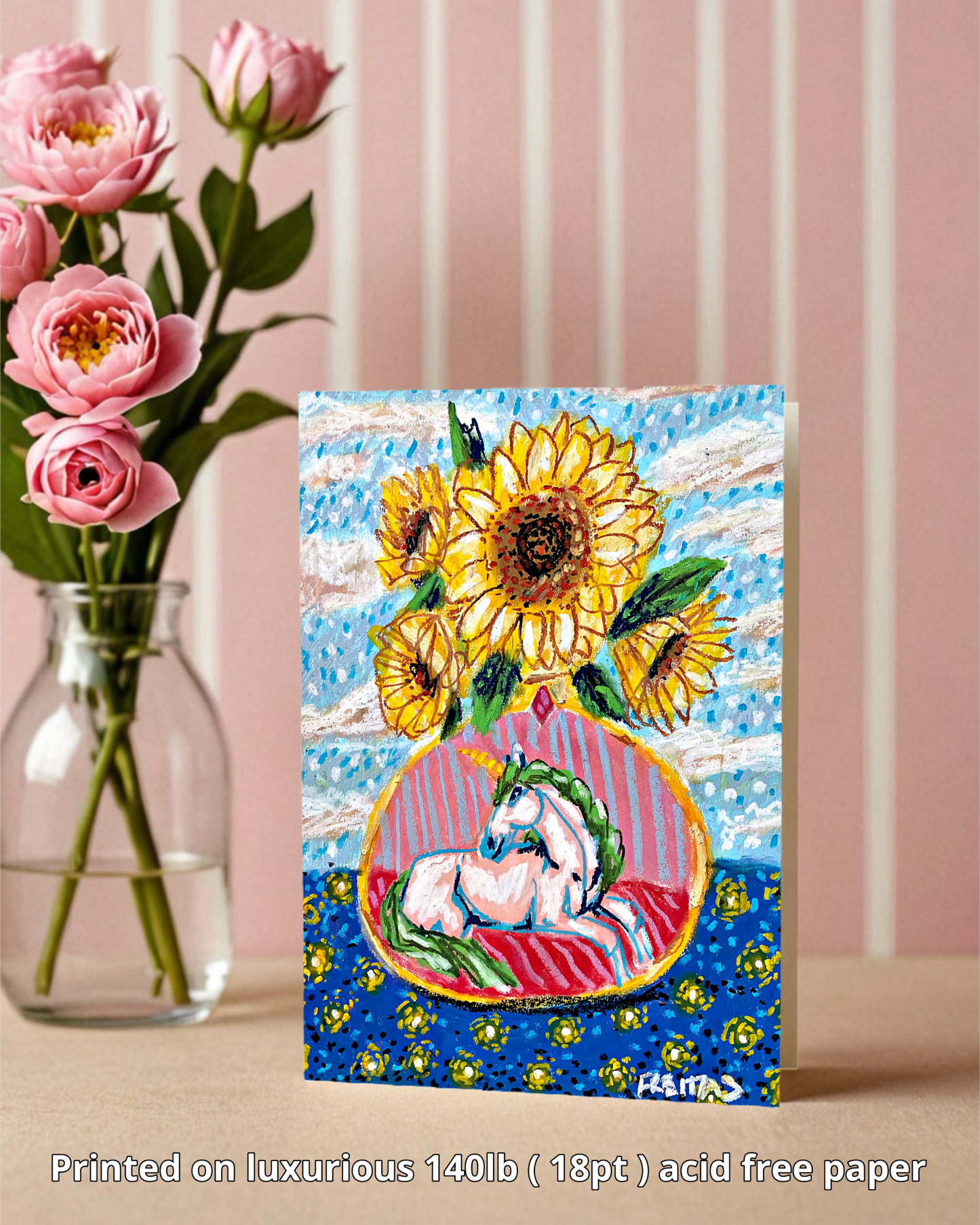 Daylight To Dusk Unicorn Vase - Greeting Card / Fine Art Print