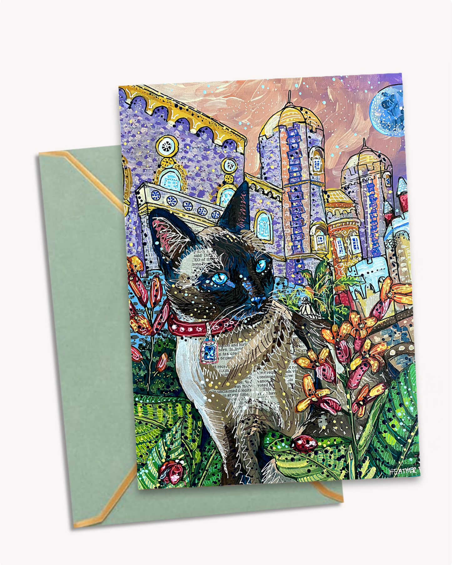 Moon Castle Cat - Greeting Card / Fine Art Print