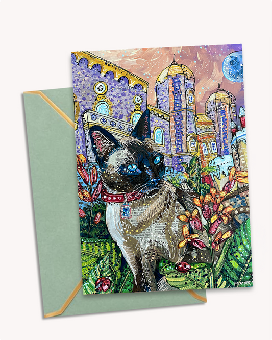 Moon Castle Cat - Greeting Card / Fine Art Print