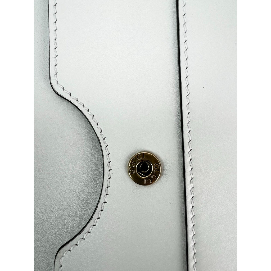 Gucci Queen Margaret Bee Wallet on a Chain Mystic White Clutch