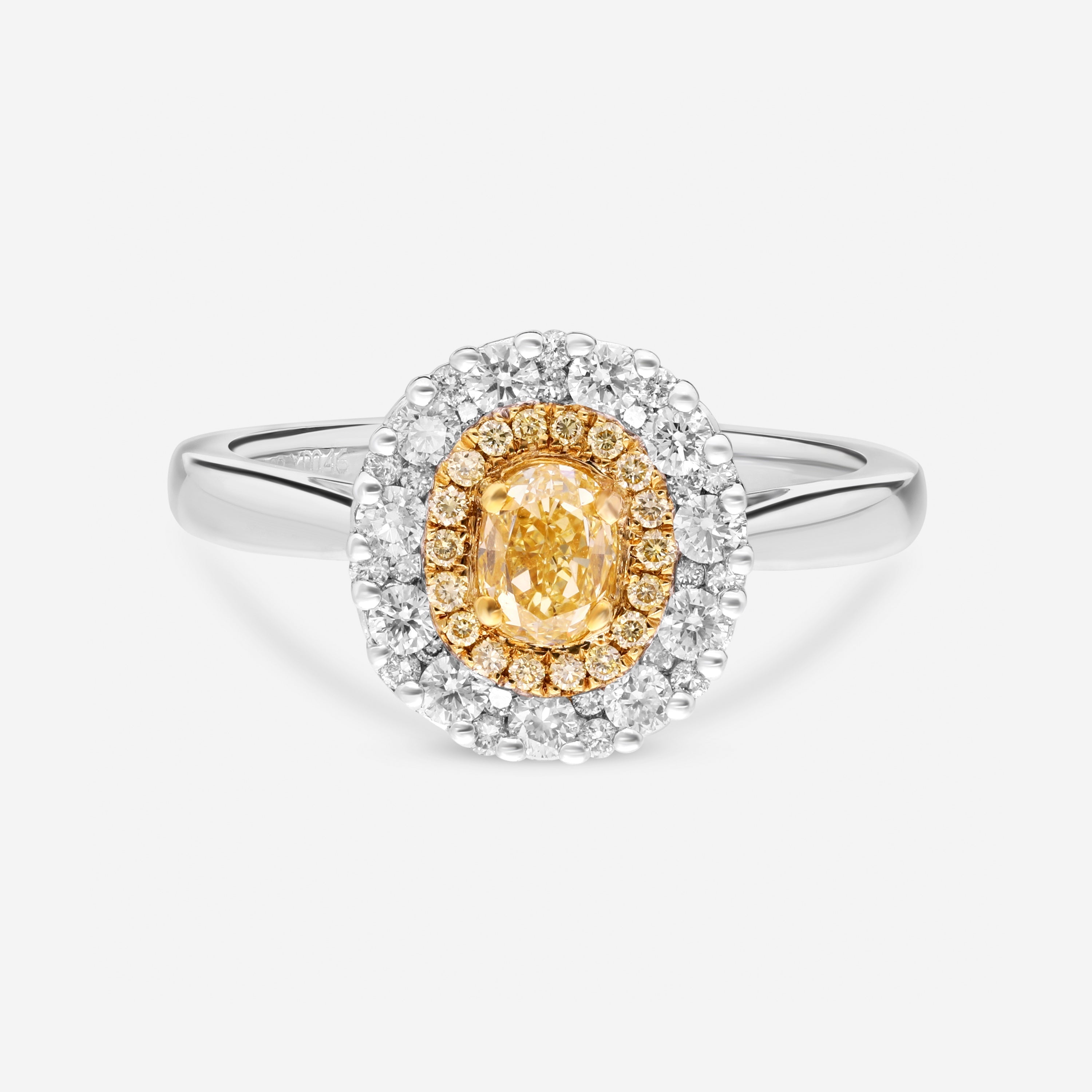 Gregg Ruth 18K White Gold, Fancy Yellow Diamond 0.46ct. and White Diamond 0.47ct. tw. Engagement Ring Sz. 6.5 602512