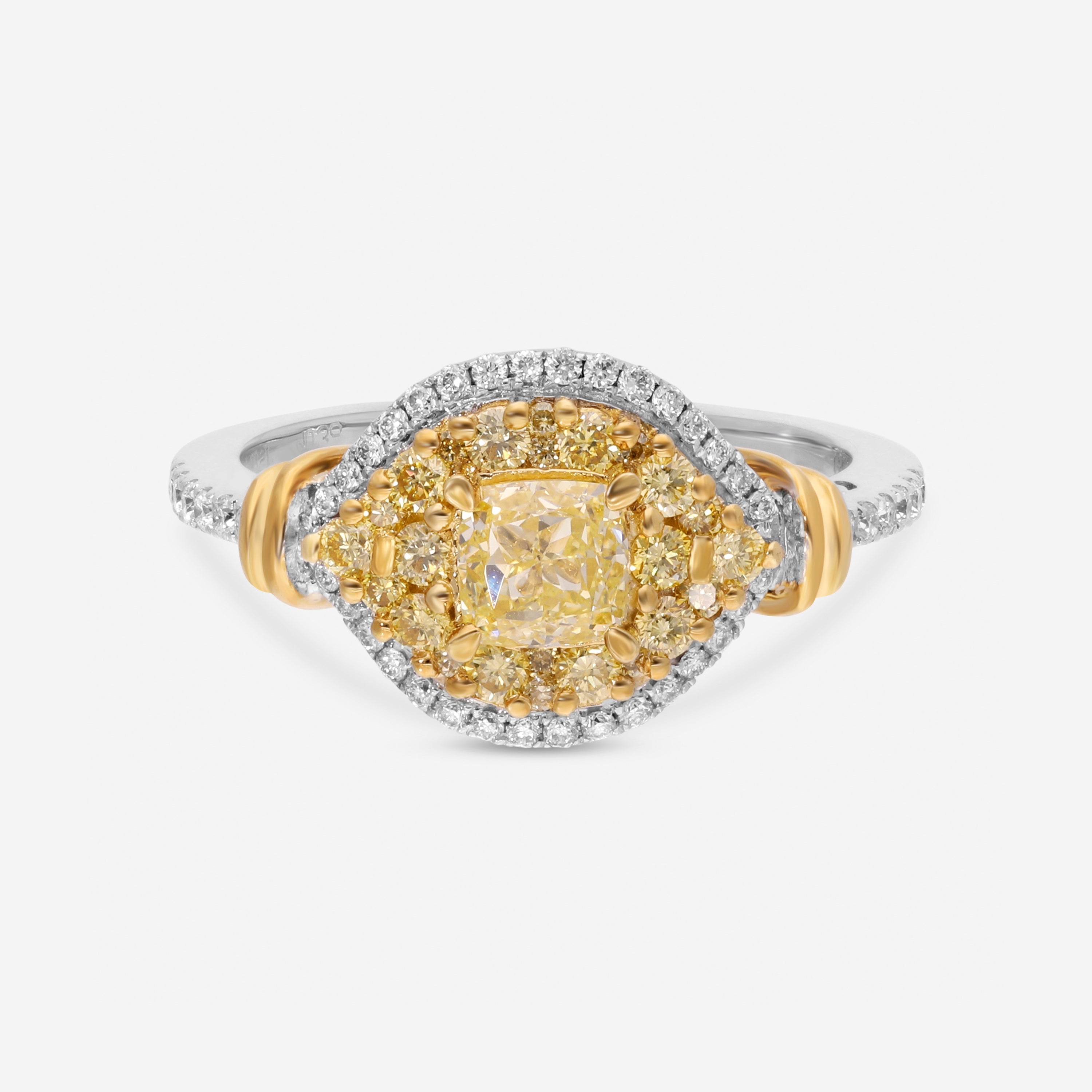 Gregg Ruth 18K Gold, Fancy Yellow Diamond 0.51ct. and White Diamond Engagement Ring Sz. 6.5 603129