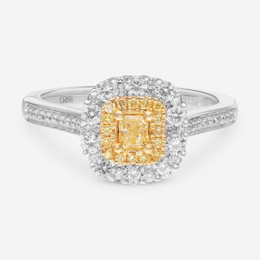 Gregg Ruth 18K White Gold, Fancy Yellow Diamond and White Diamond 0.50ct. tw. Engagement Ring Sz. 6.75 603845