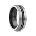 PILOT Gunmetal Tungsten Ring with Black Sapphires - 8mm