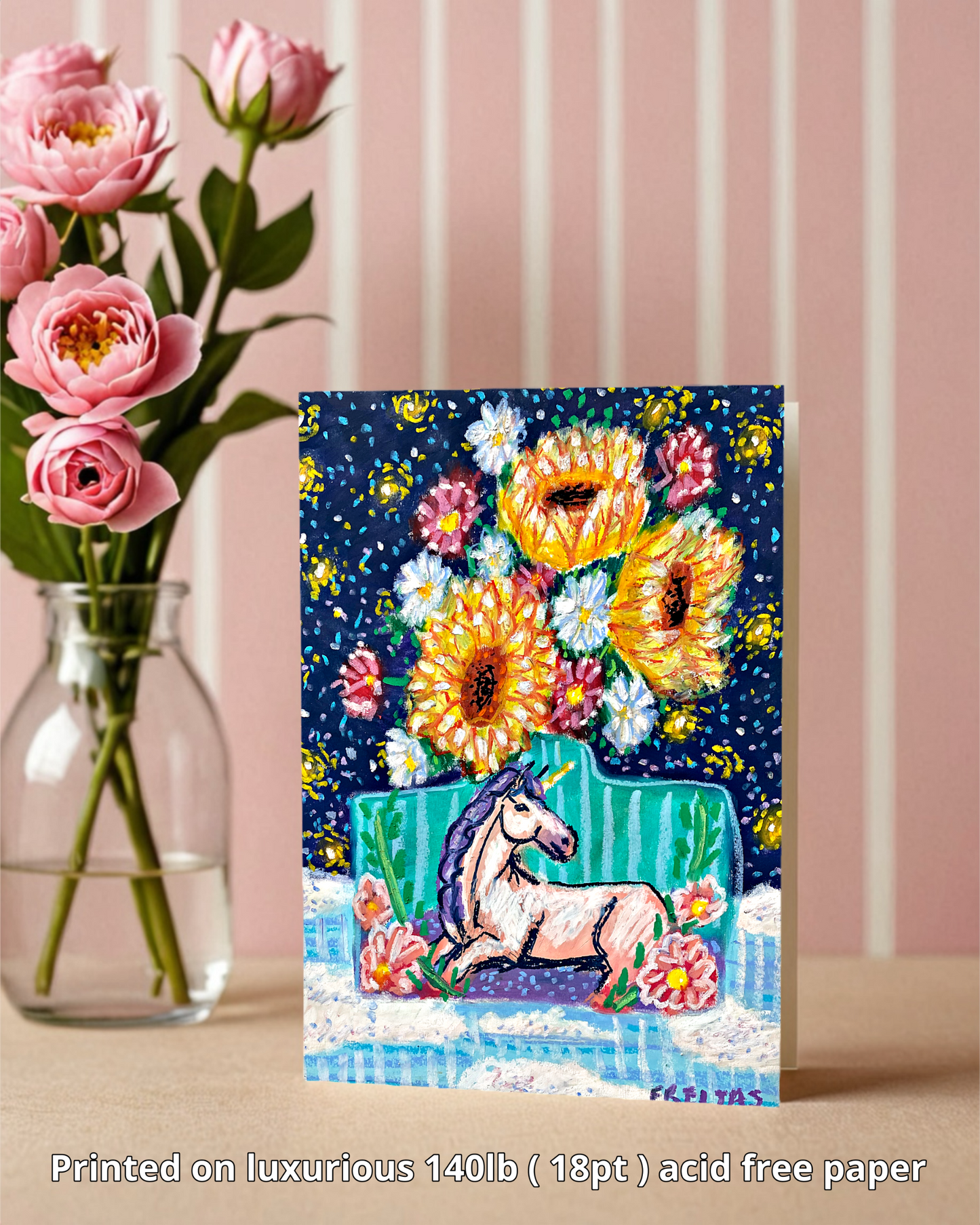 Dusk To Daylight Unicorn Vase - Greeting Card / Fine Art Print