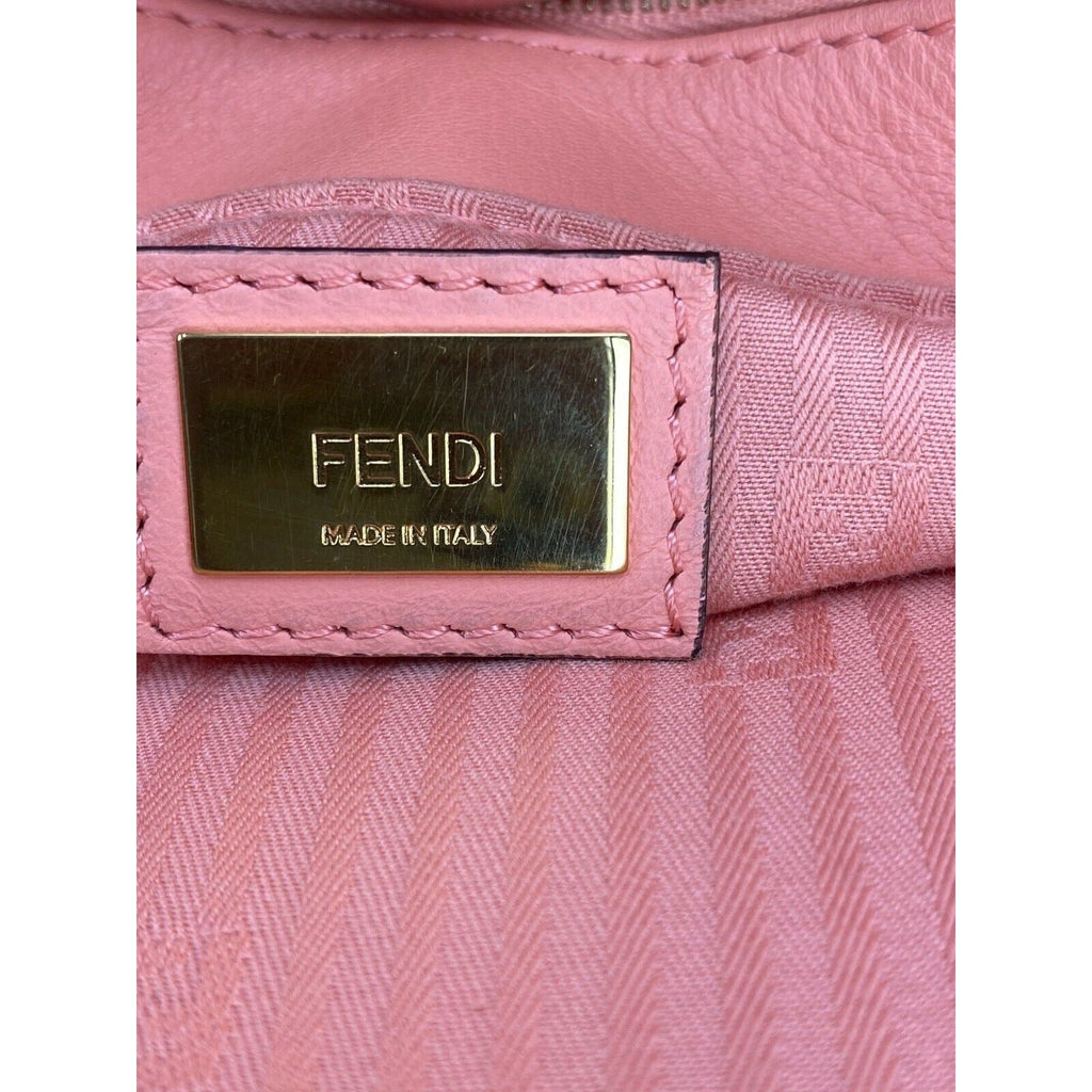 Fendi Vitello Elite Flamingo Petite 2Jours Pink Tote Shoulder Crossbody Bag
