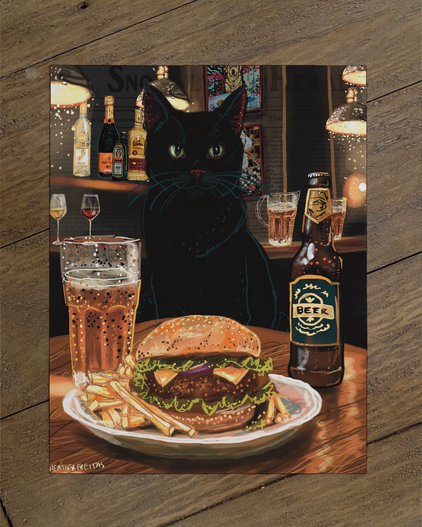 Black Cat - Build Your Pet Portrait Paper Print