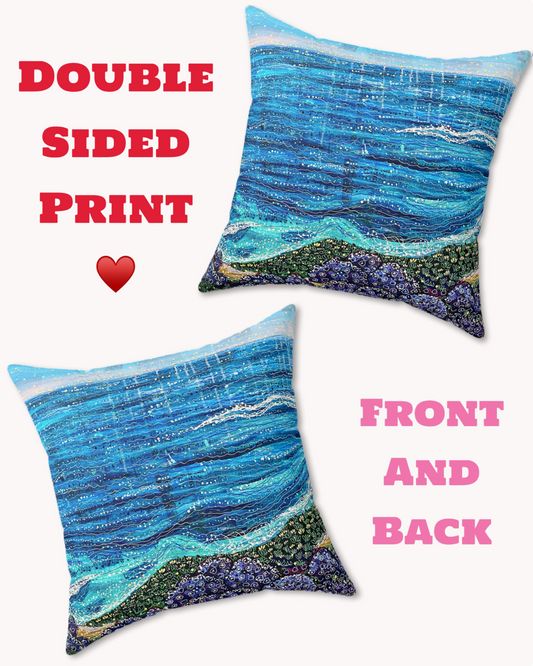 California Tides Decorative Faux Suede Throw Pillow