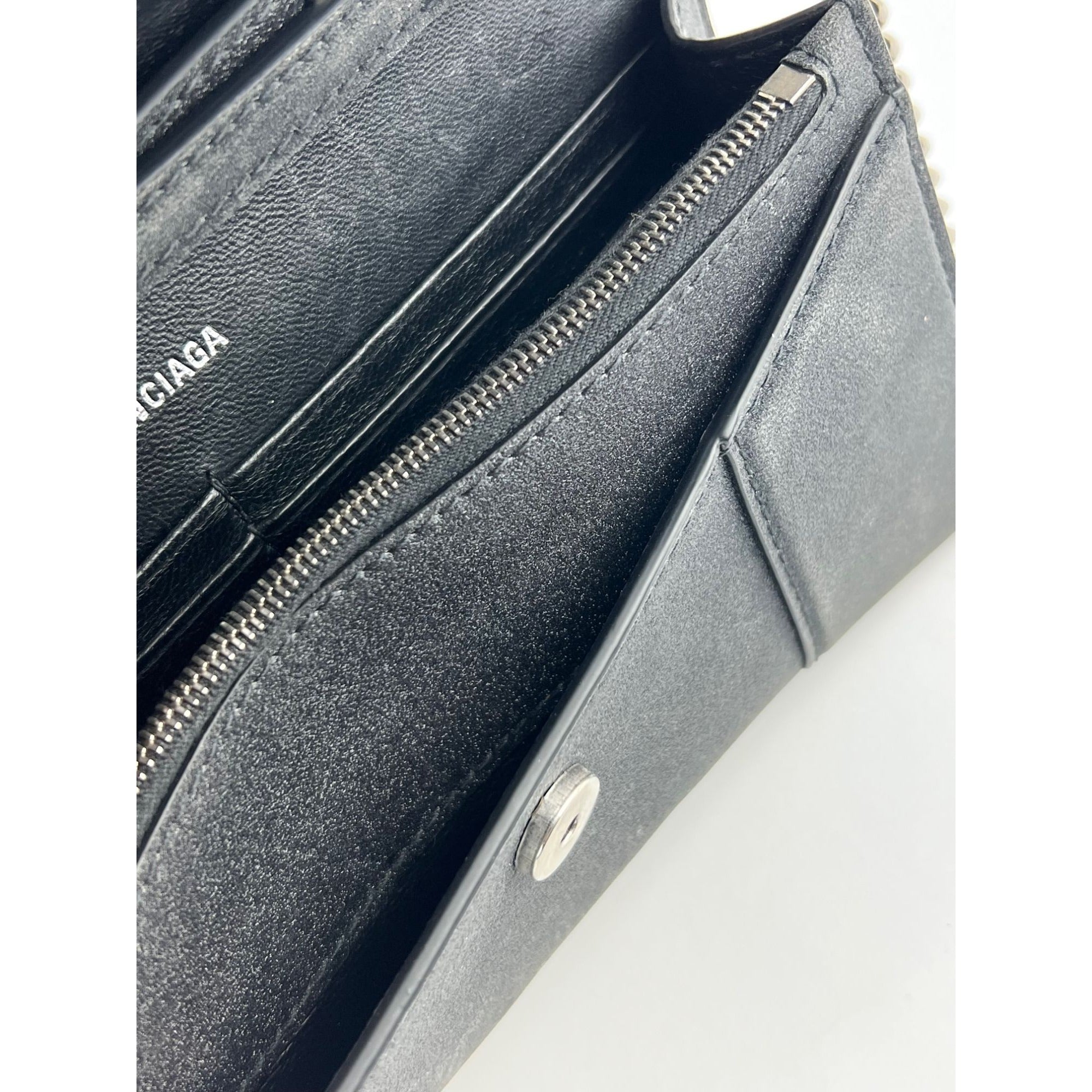 BALENCIAGA Hourglass Wallet On Chain Black Glitter Clutch Shoulder Bag