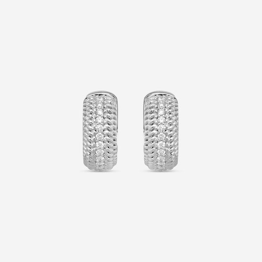 Roberto Coin Opera 18K White Gold Diamond Hoop Earrings 7772779AWERX