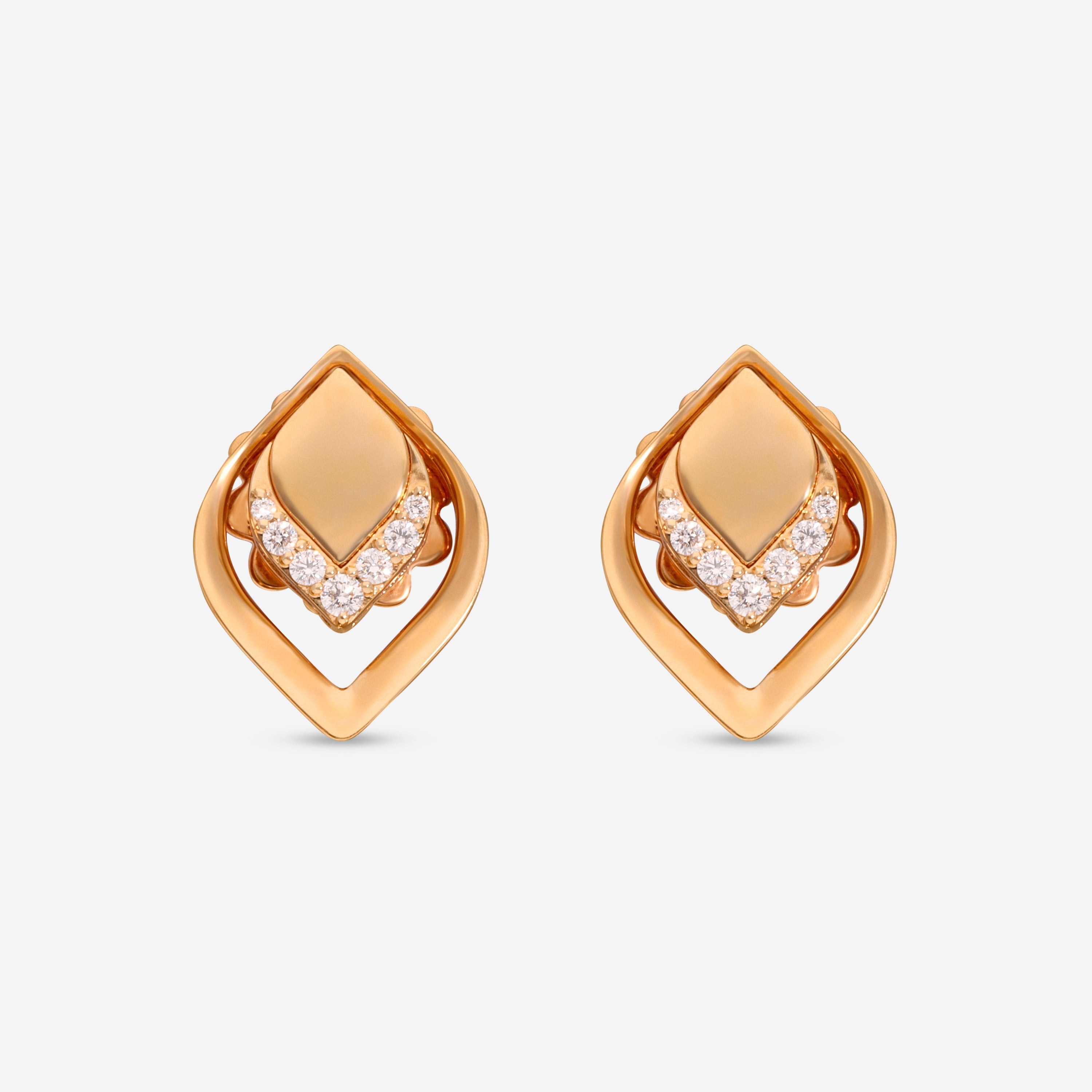 Roberto Coin Petal 18K Rose Gold Diamond Stud Earrings 7773270AXERX