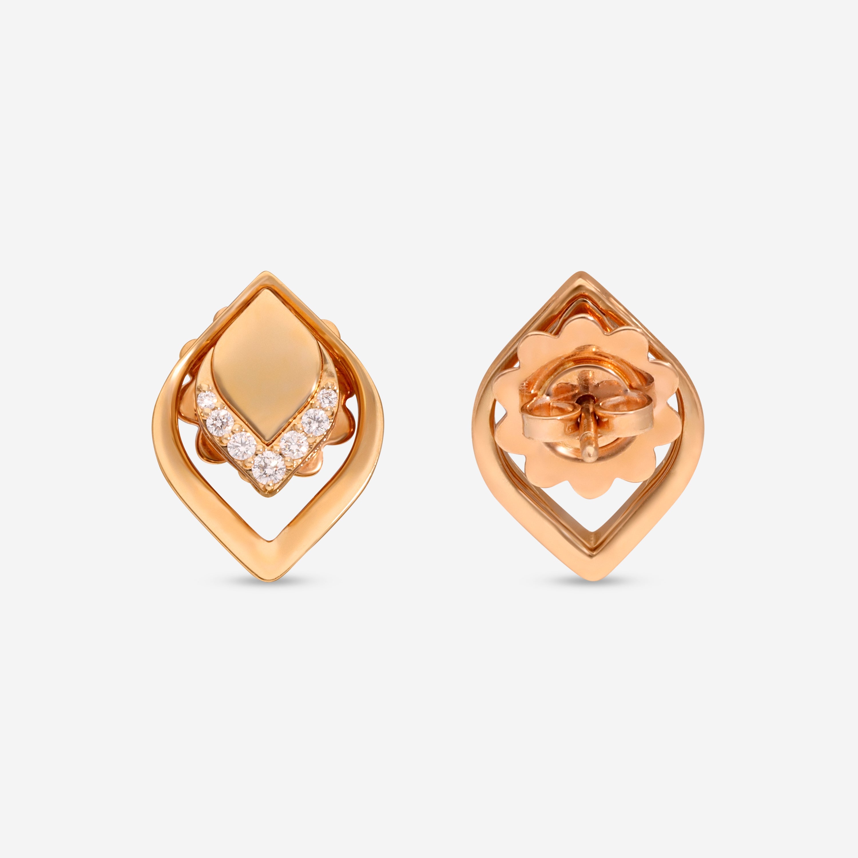 Roberto Coin Petal 18K Rose Gold Diamond Stud Earrings 7773270AXERX