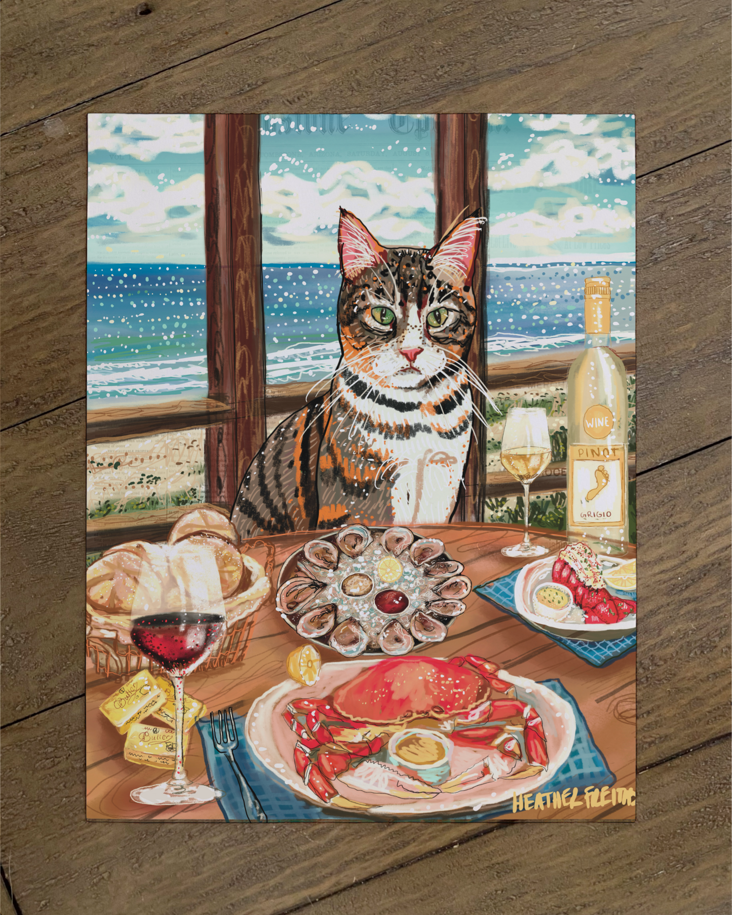 Tabby Cat With White - Build Your Pet Portrait Paper Print