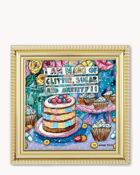 Glitter, Sugar & Anxiety Framed Magnet ( Medium )