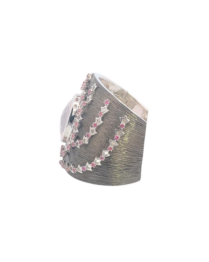 Imperia 925© Silver Pink Quartz & Tourmaline cuff