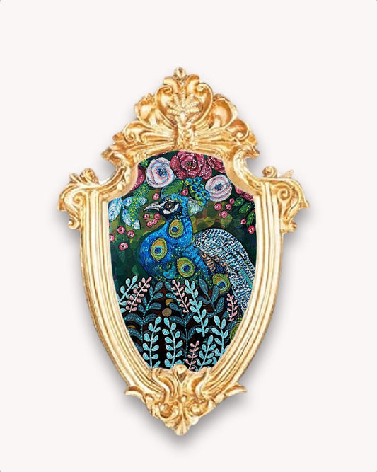 Blue Boy Peacock Framed Magnet ( Small )