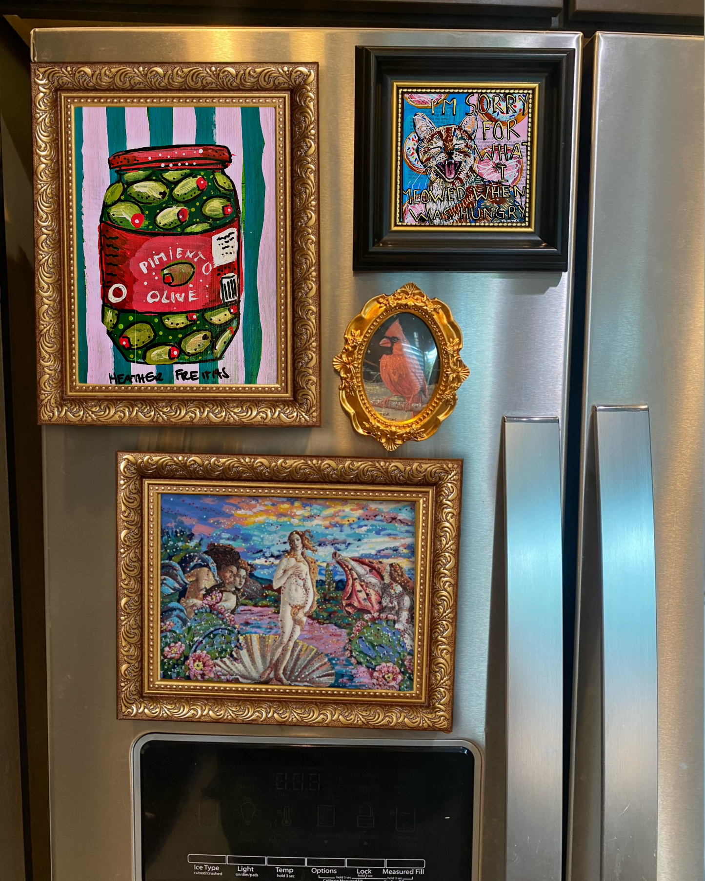 Hungry Cat Framed Magnet ( Medium )