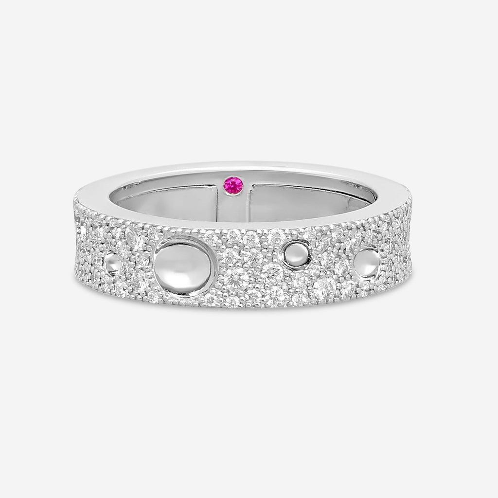 Roberto Coin Pois Moi Luna 18K White Gold Diamond Band Ring Sz. 10 8882509AW05X