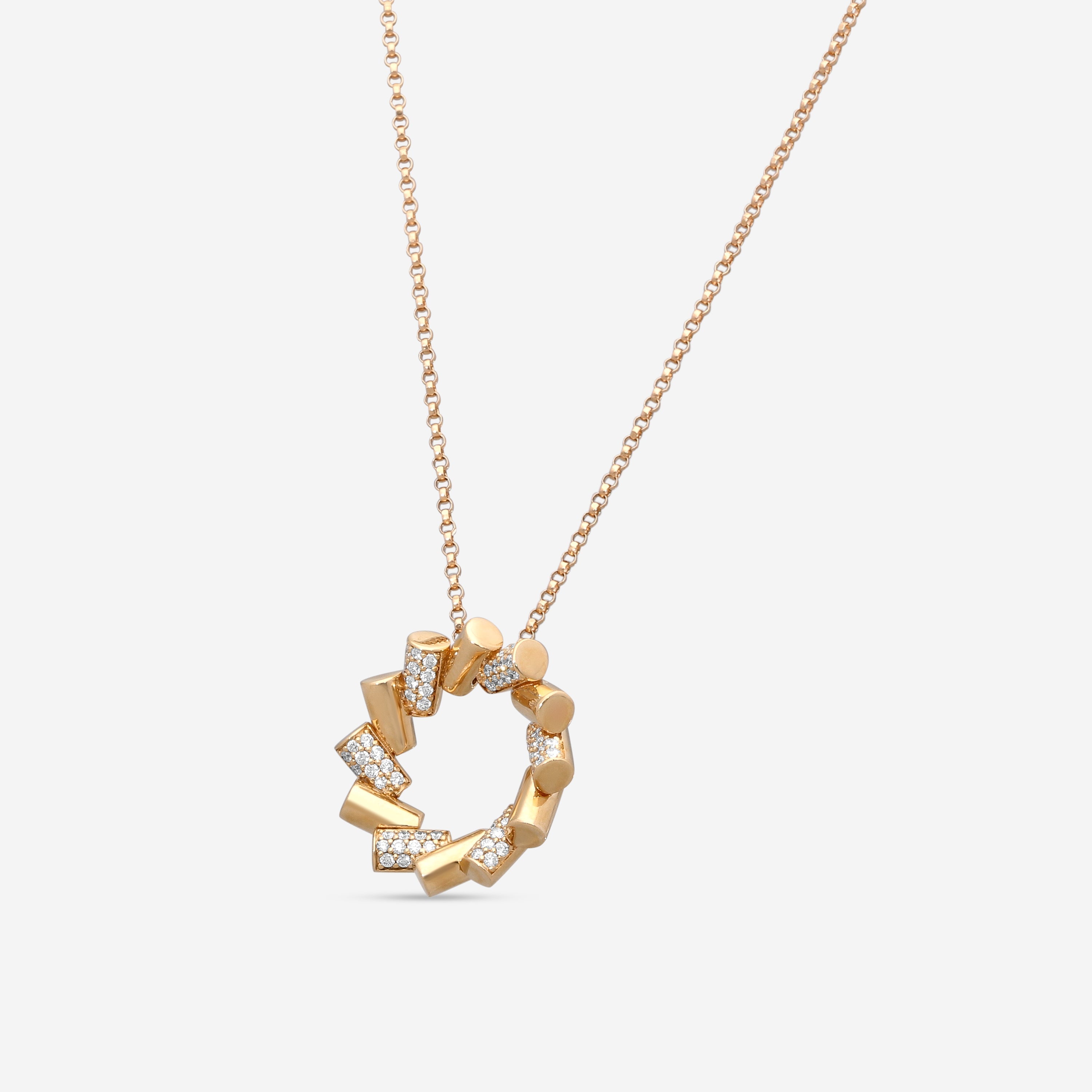 Roberto Coin Domino 18K Rose Gold Diamond Pendant Necklace 8883335AX17X