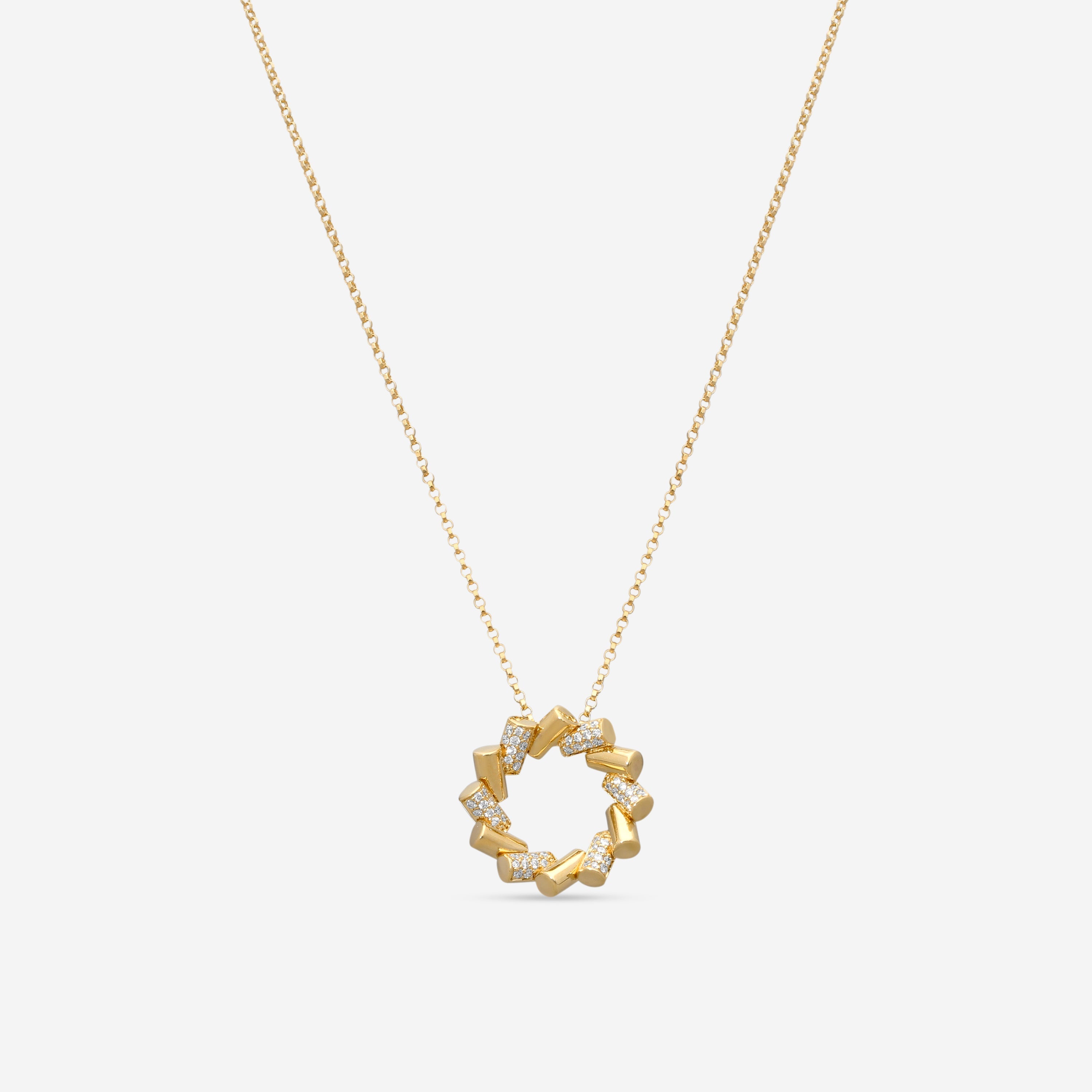 Roberto Coin Domino 18K Yellow Gold Diamond Pendant Necklace 8883335AY17X
