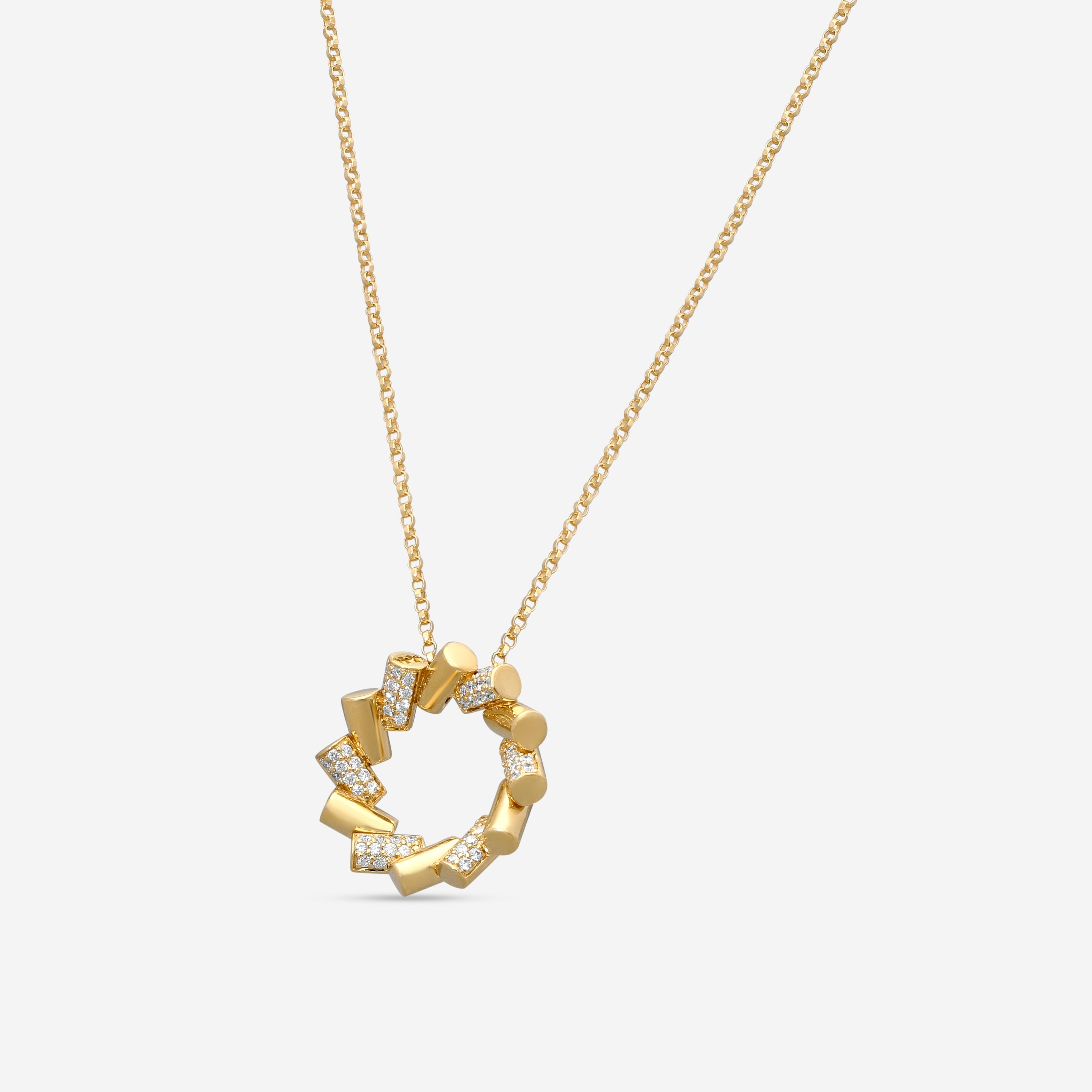 Roberto Coin Domino 18K Yellow Gold Diamond Pendant Necklace 8883335AY17X