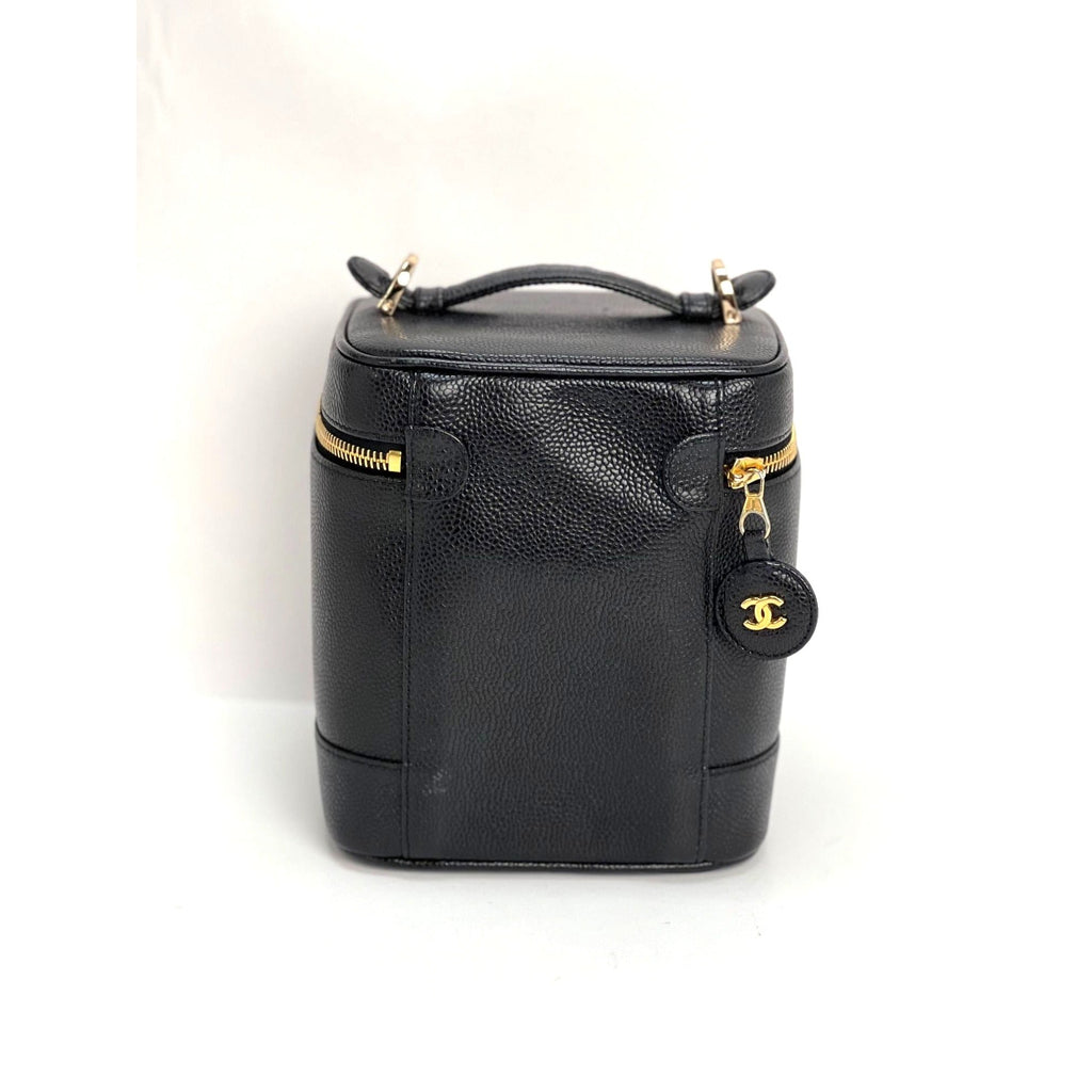 Chanel Vanity Cosmetic Case Black Caviar Leather Bag