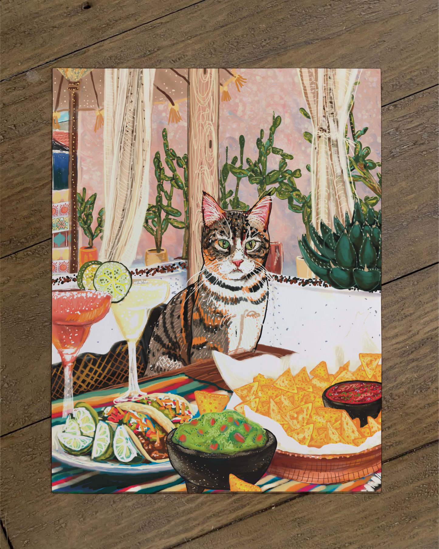 Tabby Cat With White - Build Your Pet Portrait Paper Print