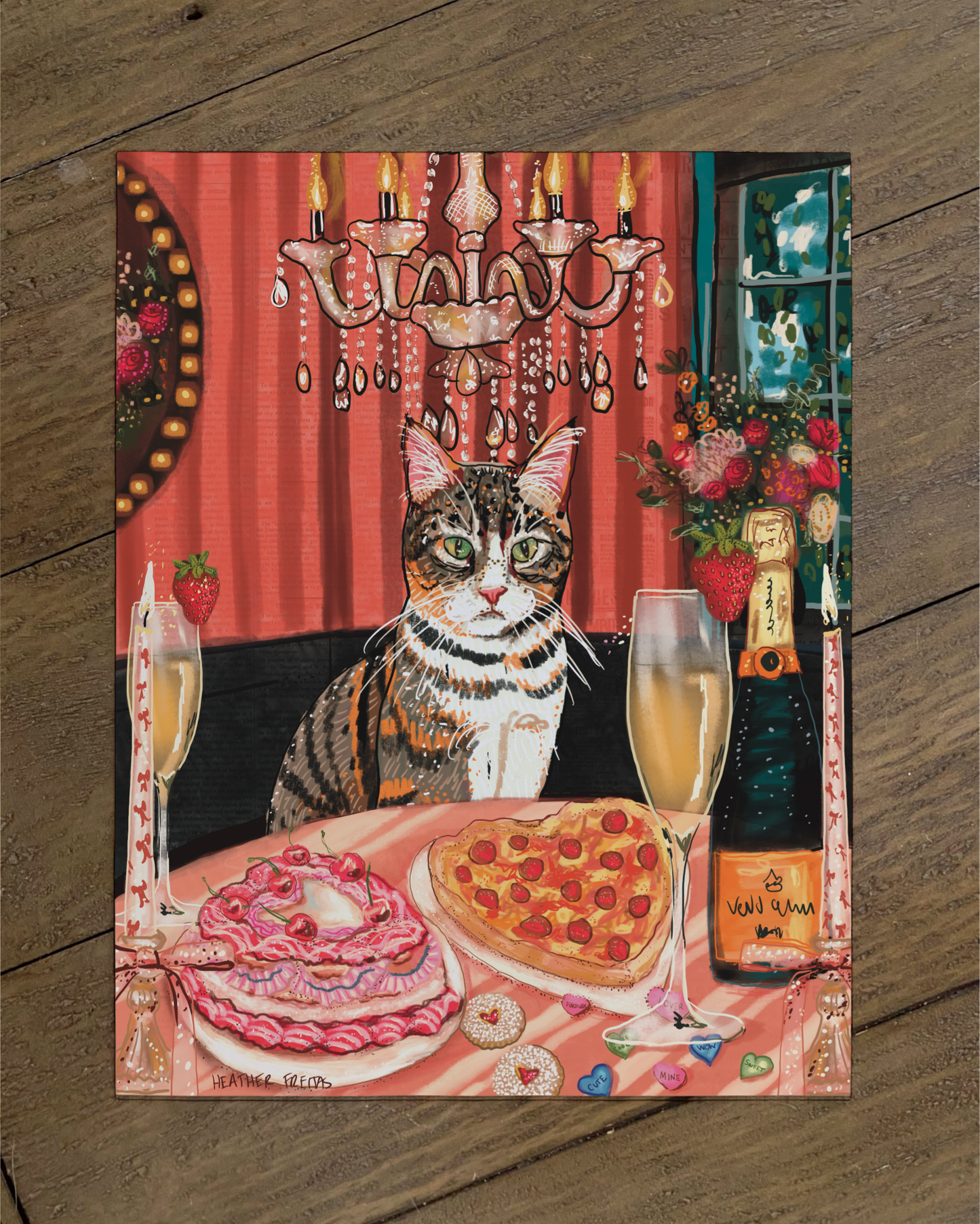 Tabby Cat With White - Build Your Pet Portrait Paper Print