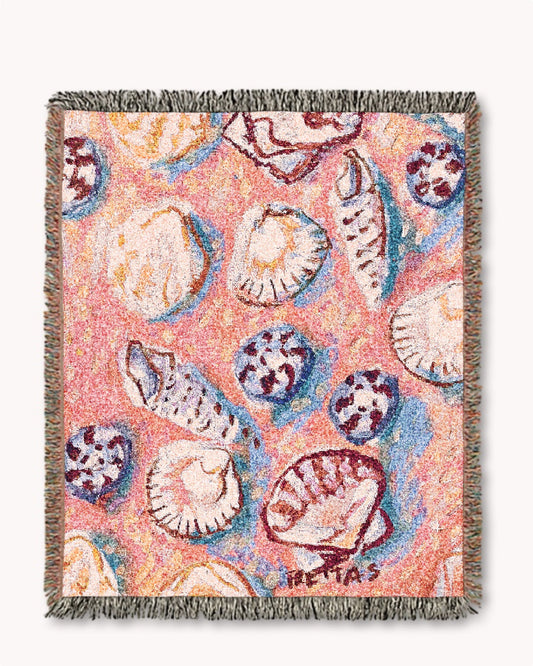 Pink Shells Woven Blanket
