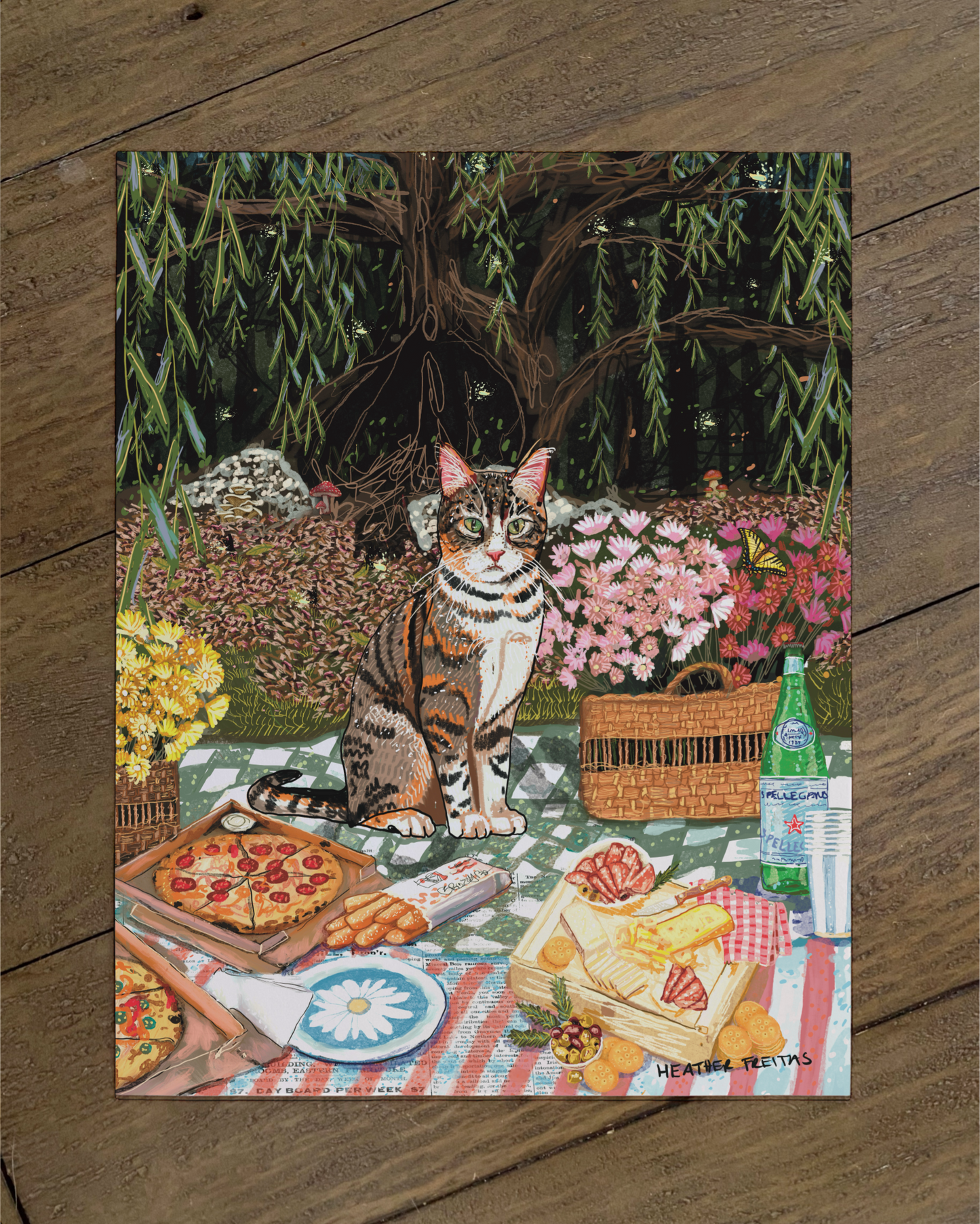 Tabby Cat With White - Build Your Pet Portrait Paper Print