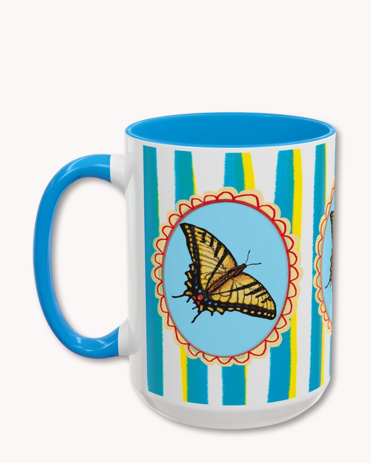 Yellow Butterfly Coffee Mug 15oz