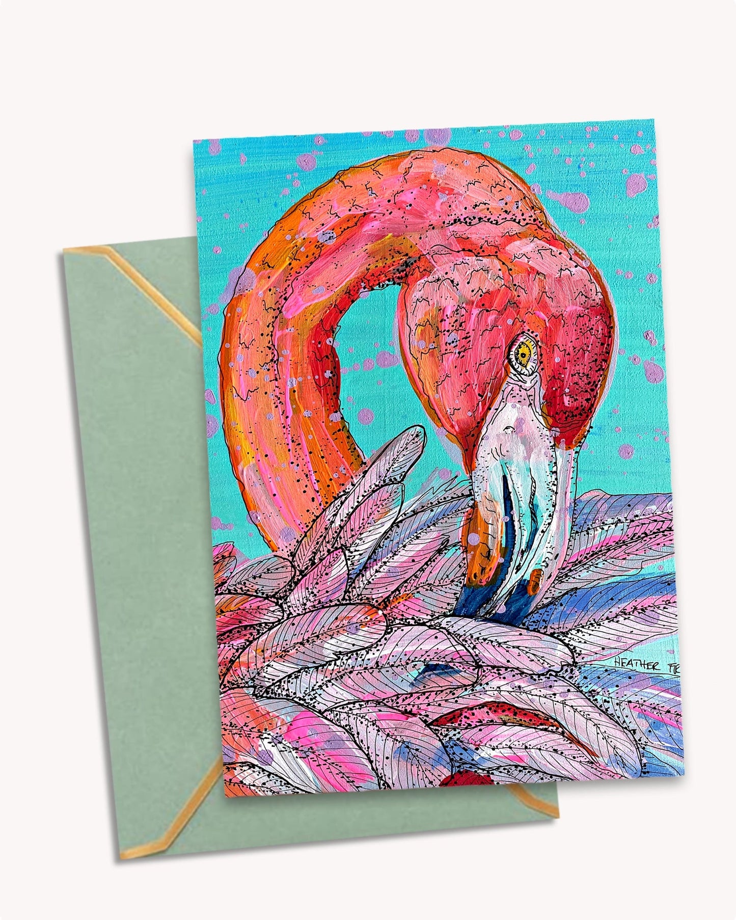 Garnet Flamingo - Greeting Card / Fine Art Print