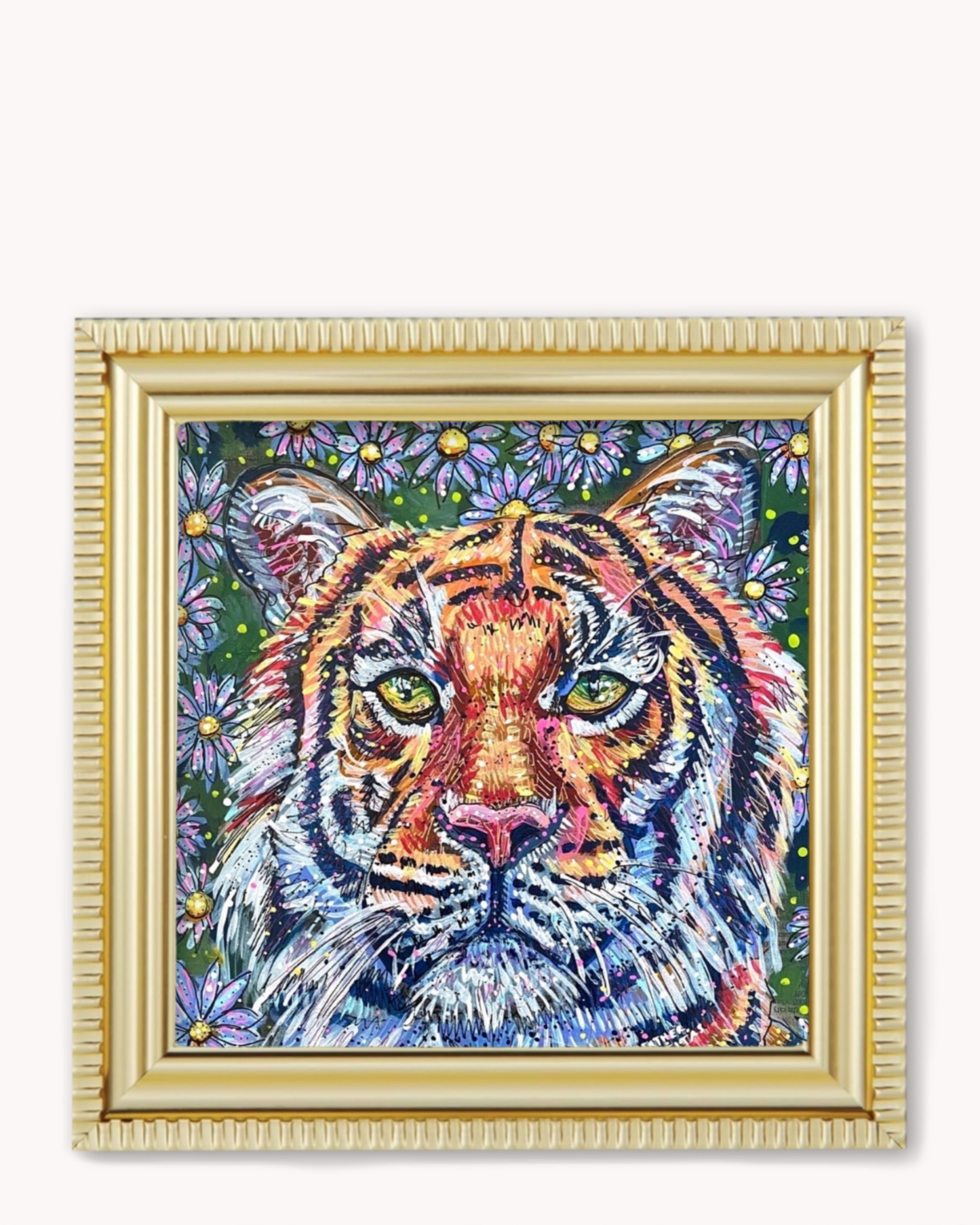 Tiger Daisy Framed Magnet ( Medium )