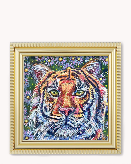 Tiger Daisy Framed Magnet ( Medium )