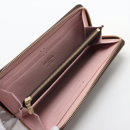 Louis Vuitton Monogram Portofeuille Clemence M61298 CA3177 Rose Ballerine Zip Round Wallet