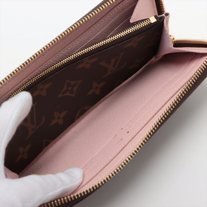 Louis Vuitton Monogram Portofeuille Clemence M61298 CA3177 Rose Ballerine Zip Round Wallet