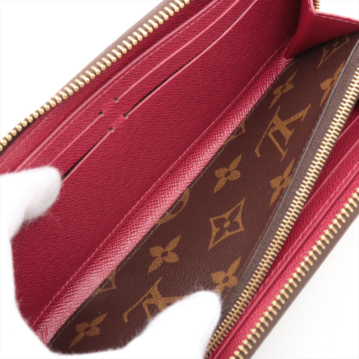 Louis Vuitton Monogram Portofeuille Clemence M60742 Fuschia Zip Round Wallet