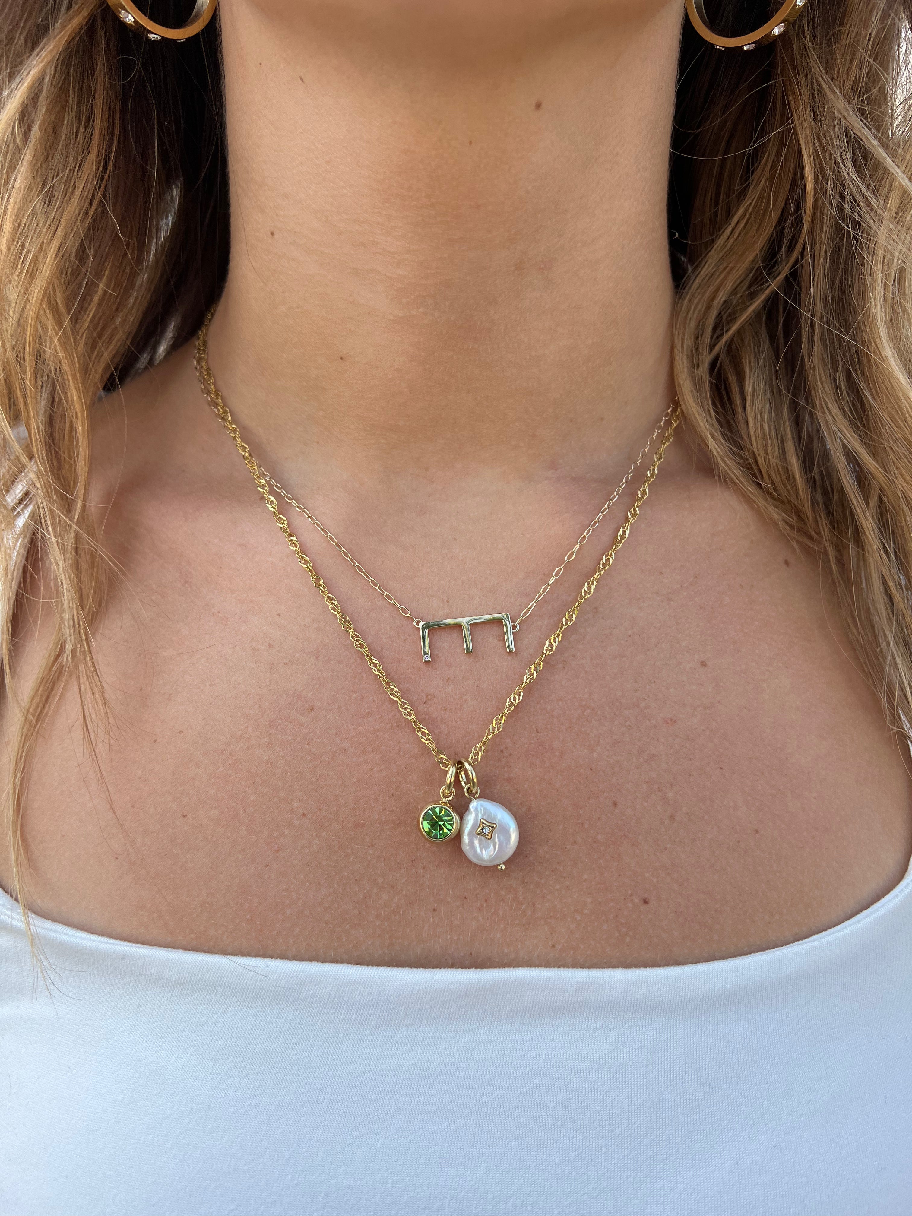 Initial E Precious Elongated Necklace