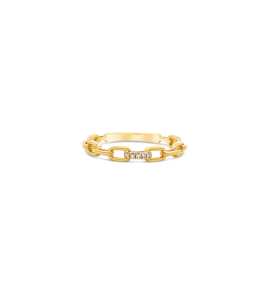 Diamond Paperclip Link Ring