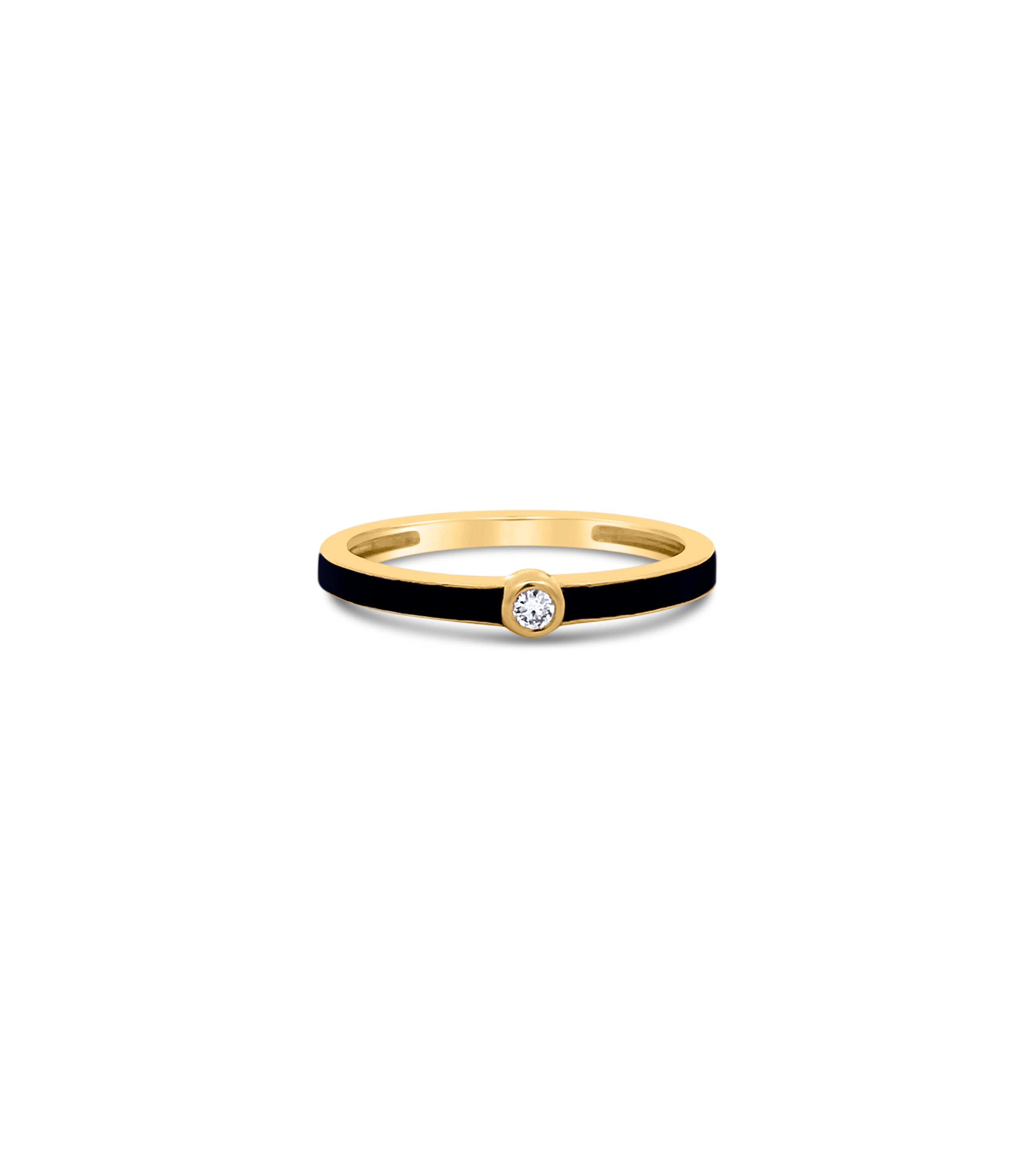 Diamond Black Enamel Ring