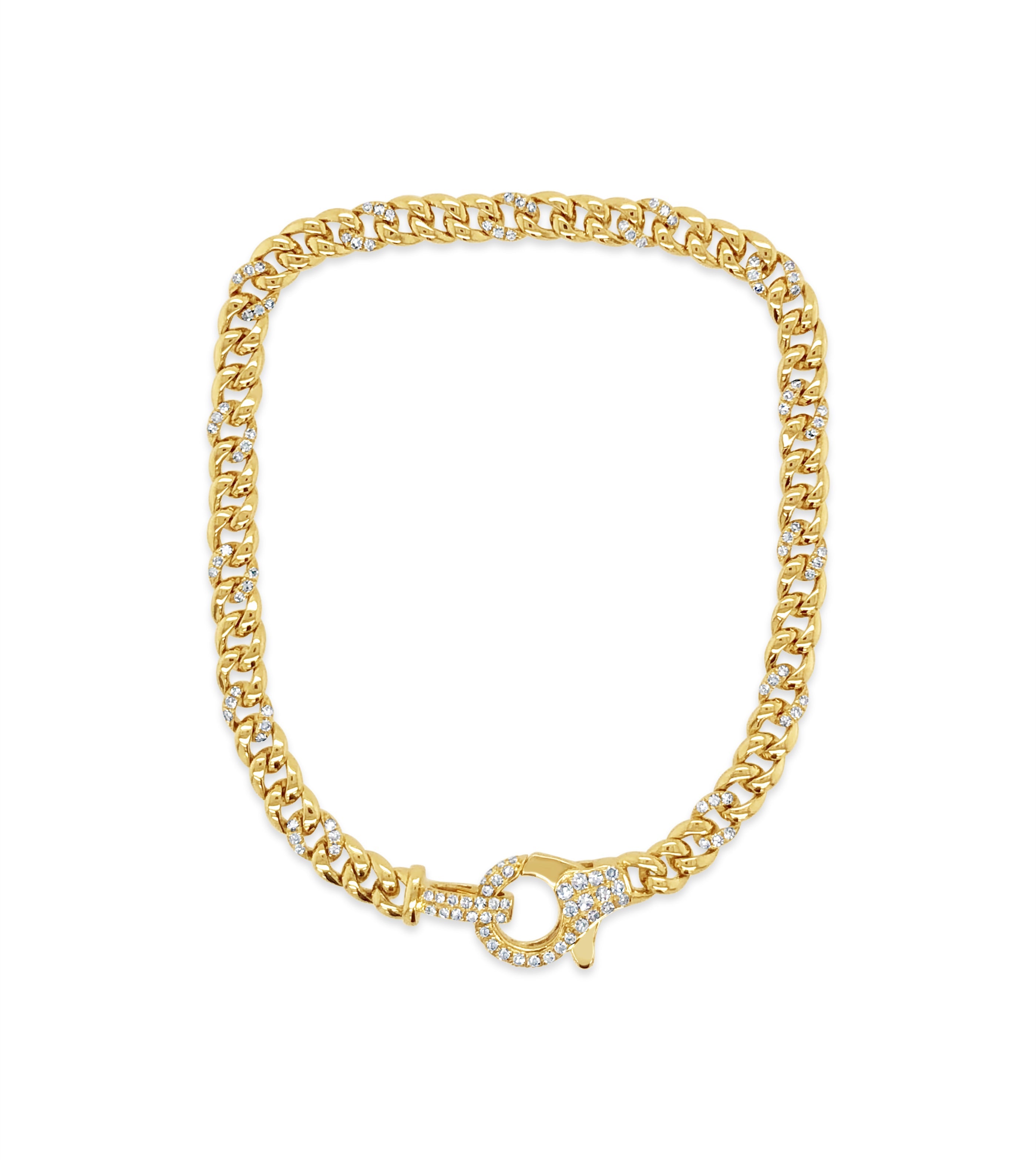 Diamond Lobster Cuban Link Chain Bracelet