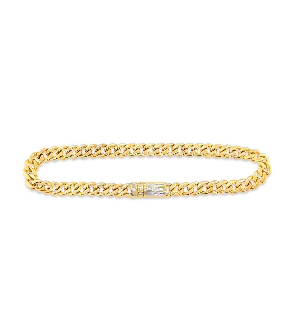 Diamond Baguette Lock Cuban Bracelet