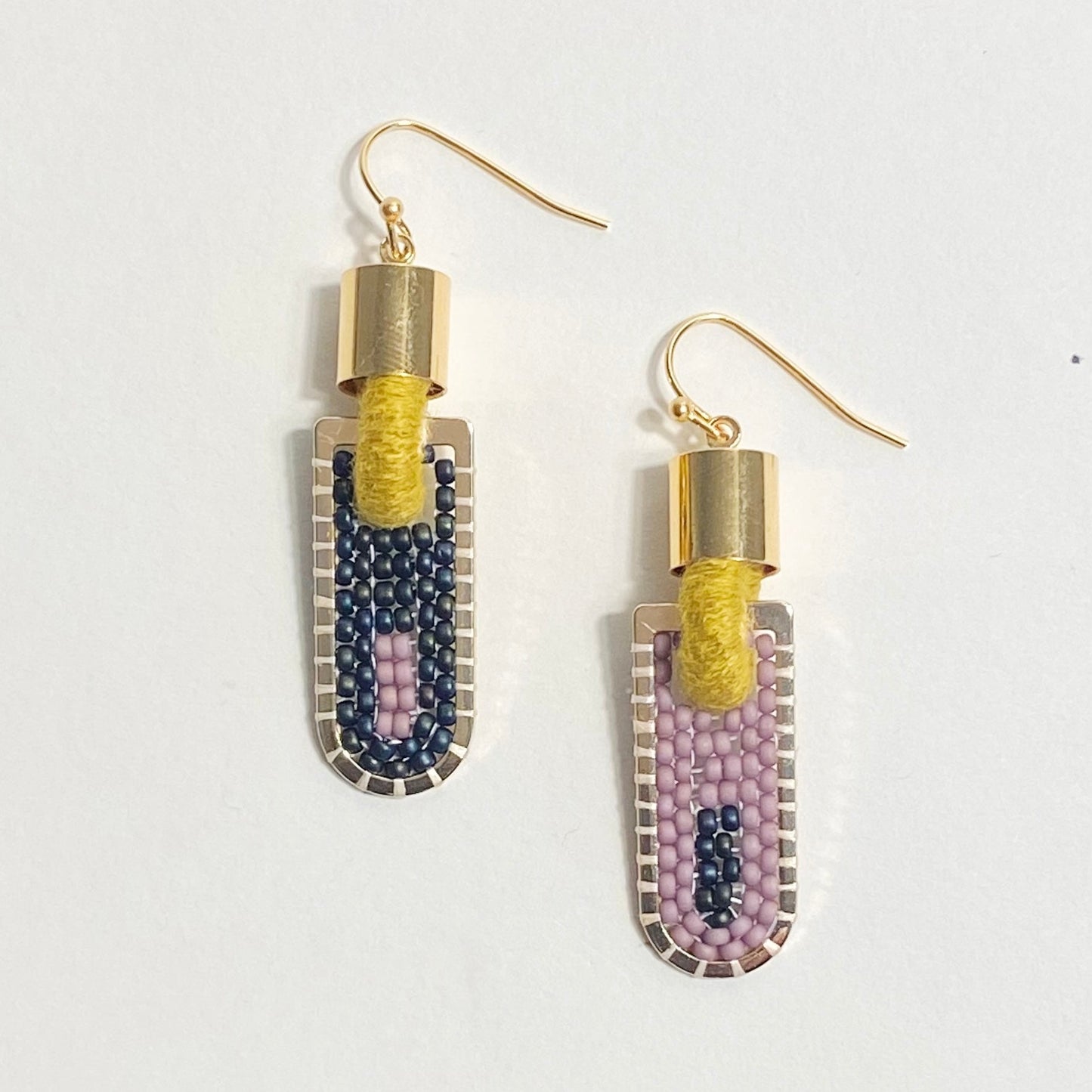 Stripe Geometric Earrings in Indigo/Mauve