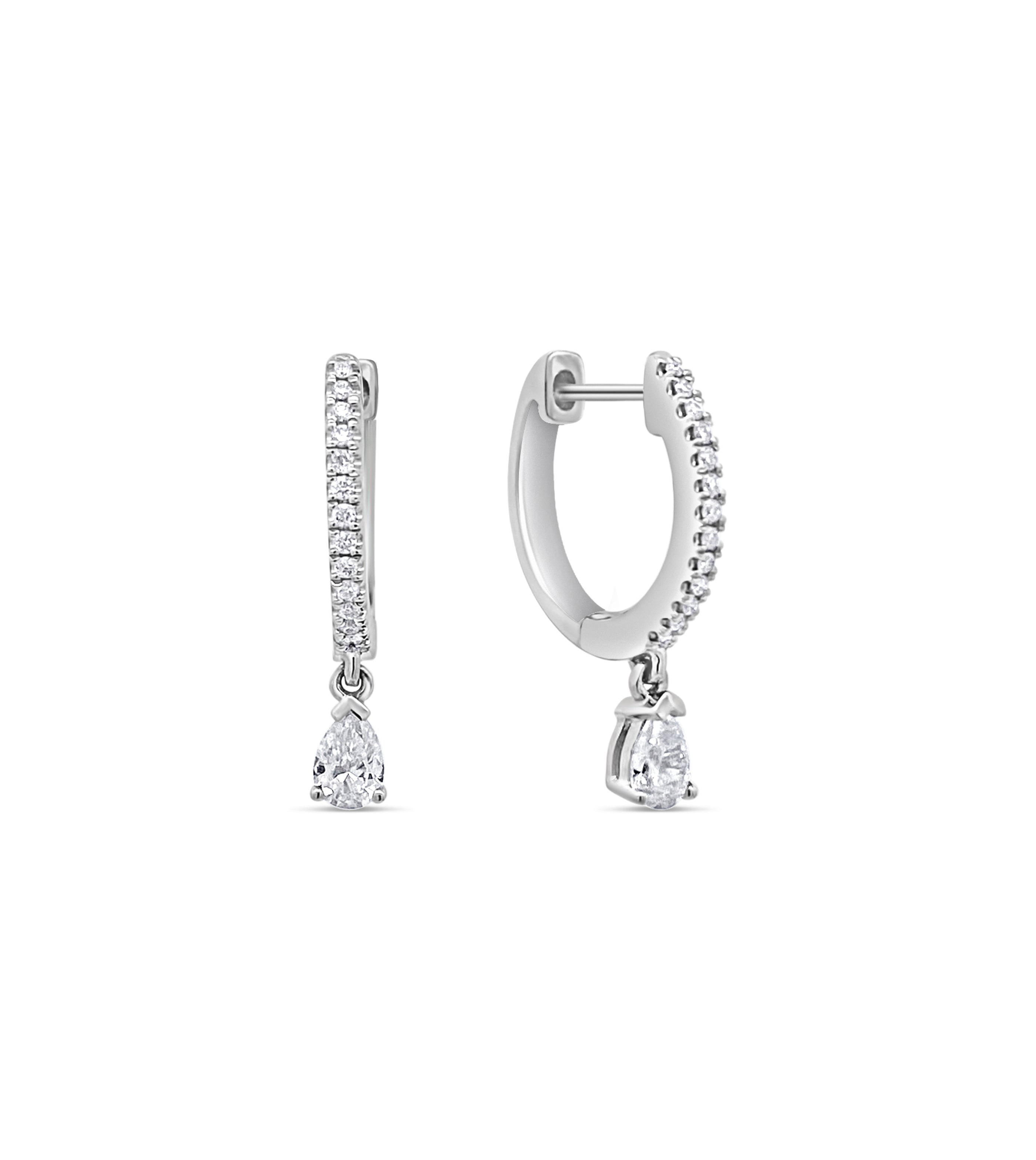 Diamond Pear Dangle Huggie Earring