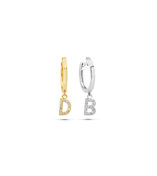 Diamond Initial Huggie Earring